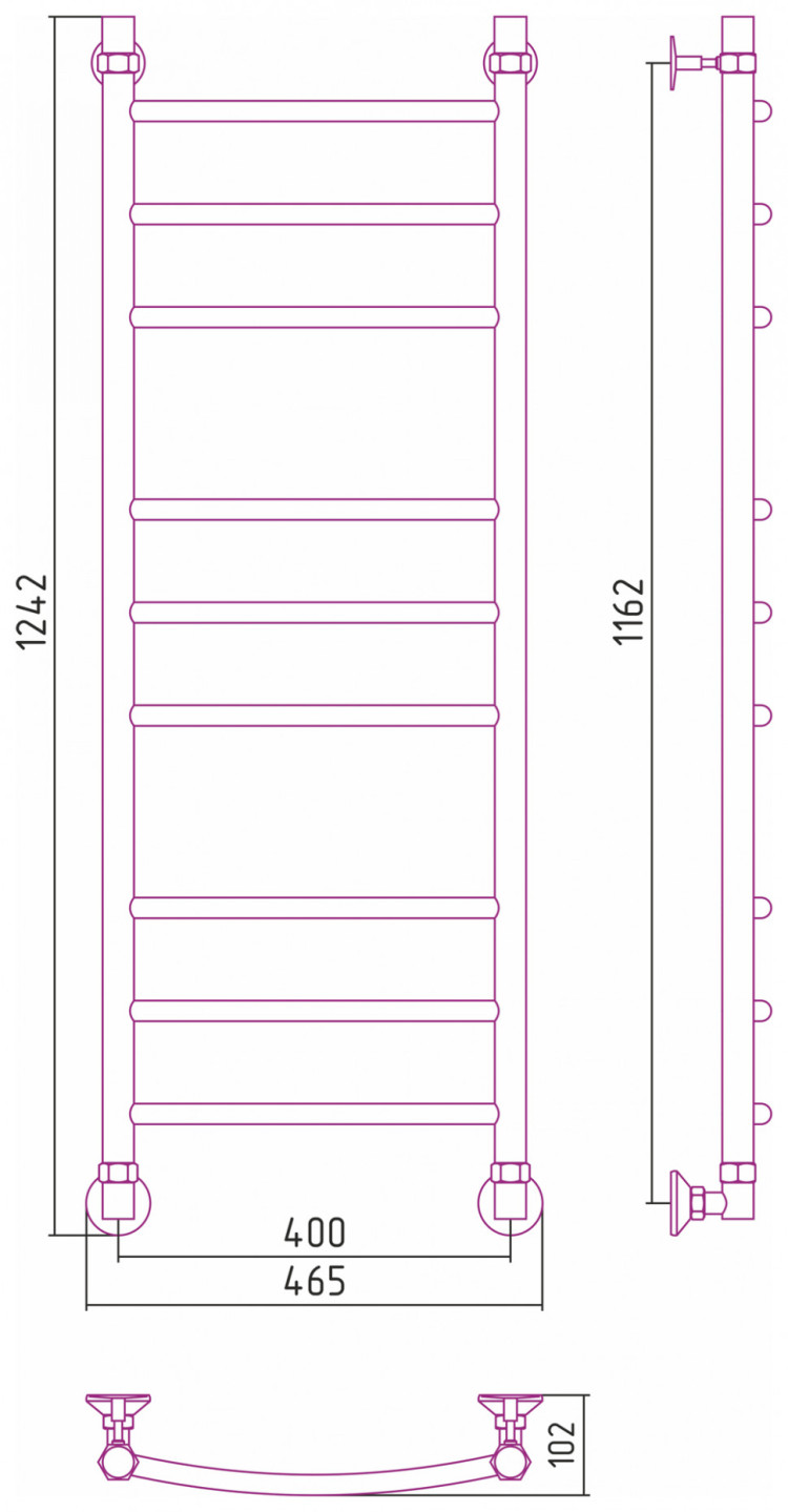 Полотенцесушитель водяной Стилье Аксиома-20 1200х400 Без покрытия