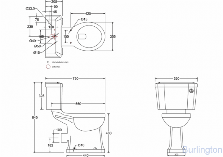Унитаз-моноблок серии Regal с кнопкой, бачок 51см