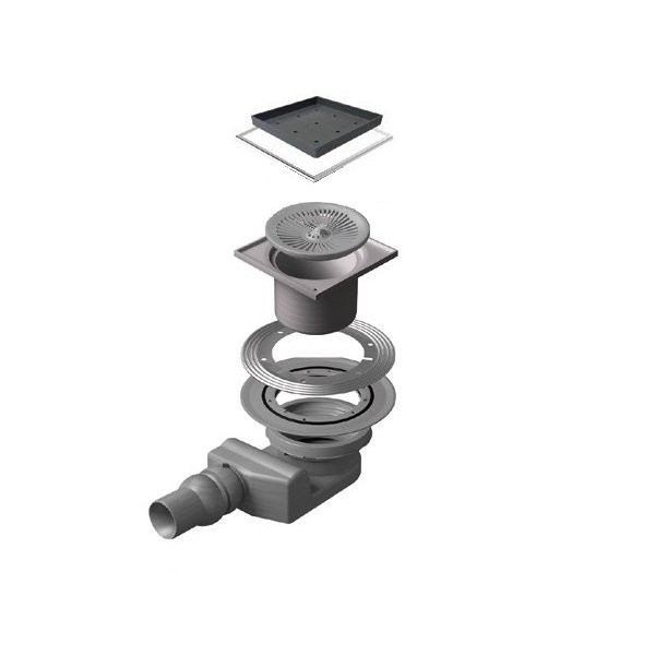 Точечный трап 150х150 мм Confluo Standard Ceramic 2, полая под плитку, с рамкой PESTAN 13000086