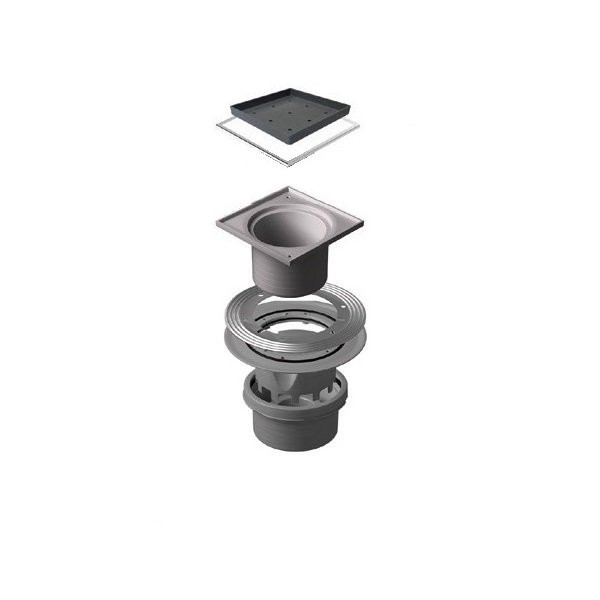 Точечный трап 150х150 мм Confluo Standard Ceramic 2, полая под плитку, с рамкой PESTAN 13000086