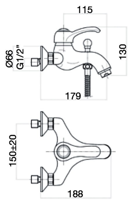 Смеситель для ванны Webert Aurora AU850102