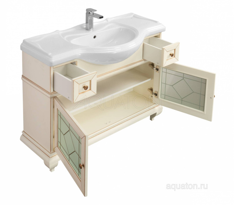 Тумба под раковину Aquaton Беатриче 105 слоновая кость с патиной 1A187201BEM60