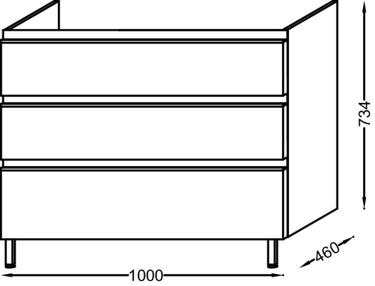 Мебель для раковины-столешницы 100 см, под правостороннюю раковину, серый антрацит Jacob Delafon VOX EB2046-RA-442