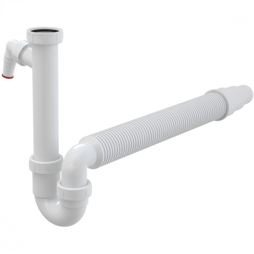 Сифон трубчатый с накидной гайкой 6/4&quot; со штуцером и гофрой Alcadrain A83-DN50/40