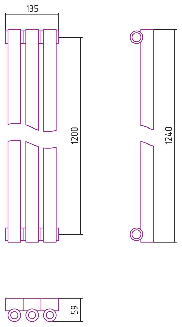Отопительный радиатор Сунержа Эстет-0 1200х135 3 секции Состаренная бронза