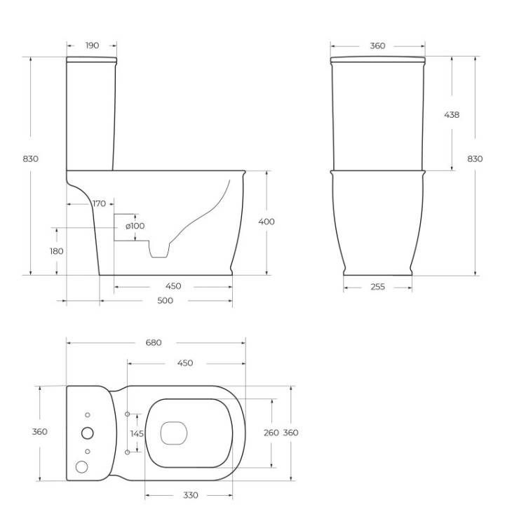 Чаша унитаза с горизонтальным выпуском P-Trape BelBagno BB10150CP
