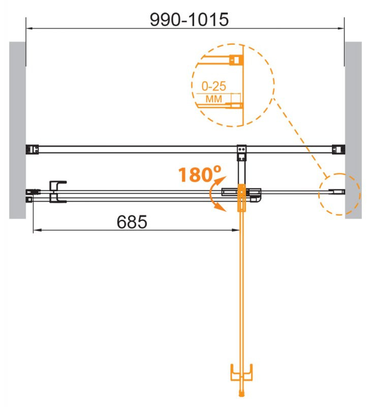 Душевая дверь в нишу VALVOLA-B-1 Cezares VALVOLA-B-1-100-C-Cr