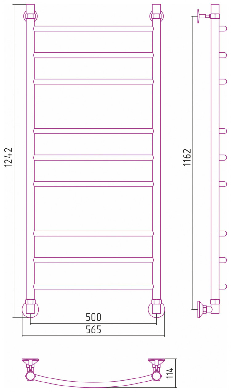Полотенцесушитель водяной Стилье Аксиома-20 1200х500 Без покрытия