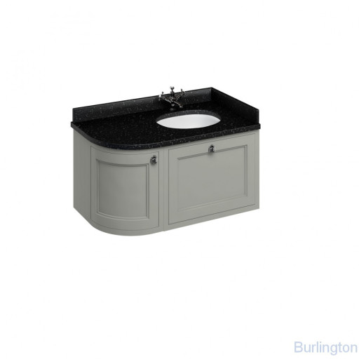 Тумба со столешницей 100 см, угловая правосторонняя, цвет тёмно - оливковый [FW6O + BB98R]