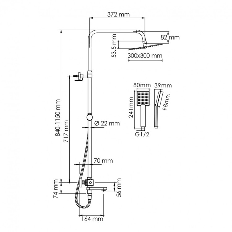 WasserKRAFT A199.118.141.010.CH Thermo Душевой комплект с термостатическим смесителем