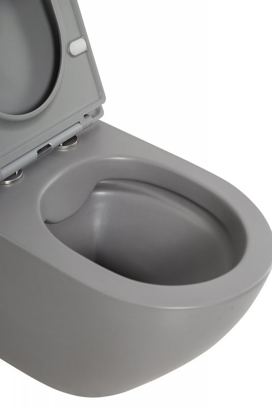 Сиденье дюропласт, soft close, металлическое крепление, серое матовое Cezares BB062SC-GR