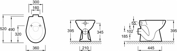 Высокий унитаз с горизонтальным выпуском, без крышки-сиденья Jacob Delafon ПРОФЕССИОНАЛЬНОЕ ОБОРУДОВАНИЕ E1752-00