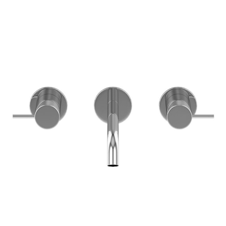 Смеситель для раковины встраиваемый, на три отверстия с тонкими ручками Cezares LEAF-BLI3L-20-L-SR