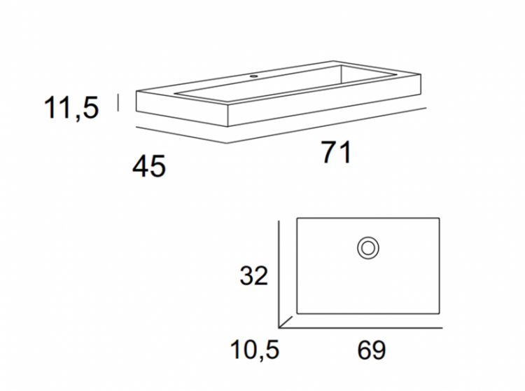 Тумба подвесная под раковину с выдвижным ящиком и внутренним ящиком Cezares 55396