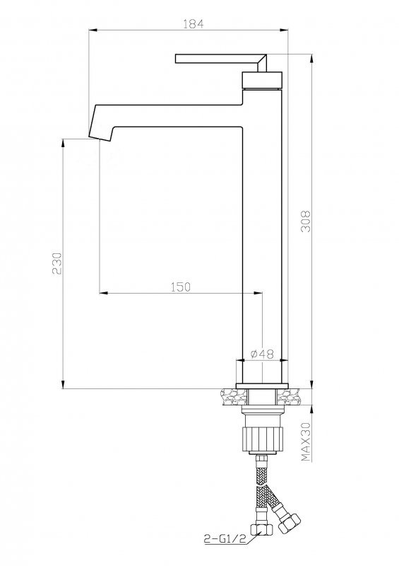 Смеситель для накладных раковин Cezares ACQUA-LMC-CRM