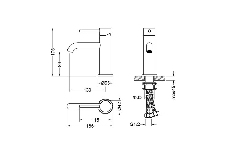 Смеситель для раковины 89, без донного клапана Aquatek AQ1310CR ЕВРОПА