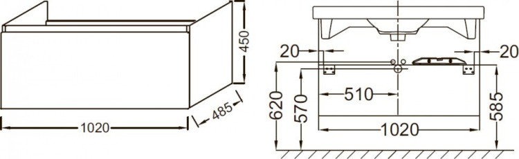 Тумба под раковину Jacob Delafon Odeon Up 105 подвесная