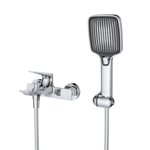 Смеситель для ванны и душа в комплекте с ручным душем, шлангом и держателем Cezares LINER-VD-GM