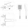 Смеситель для ванны и душа в комплекте с ручным душем, шлангом и держателем Cezares LINER-VD-GM