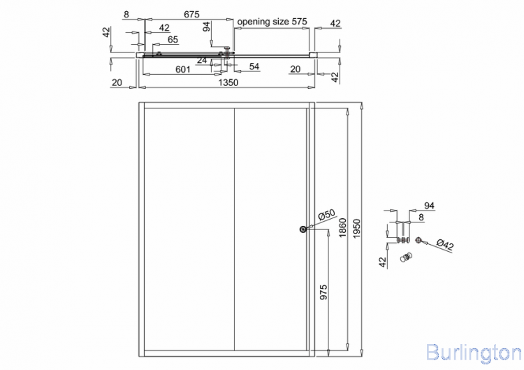 Дверь Arcade 1400mm раздвижная, никель [ARC47]