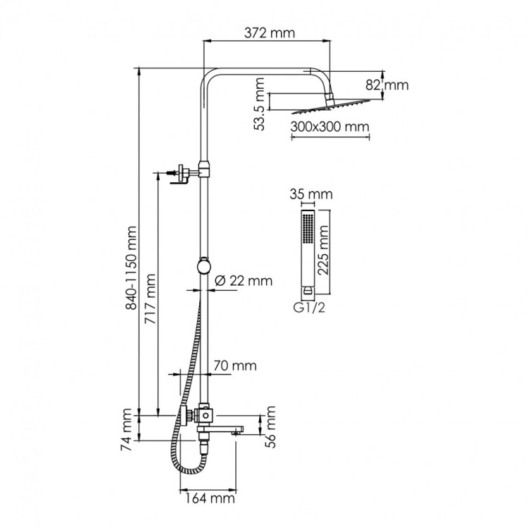 WasserKRAFT A199.118.103.010.CH Thermo Душевой комплект с термостатическим смесителем