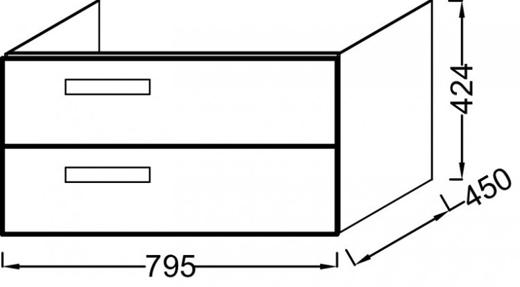 Мебель для раковины-столешницы 80 см, 2 выдвижных ящика Jacob Delafon RYTHMIK EB1303-E70