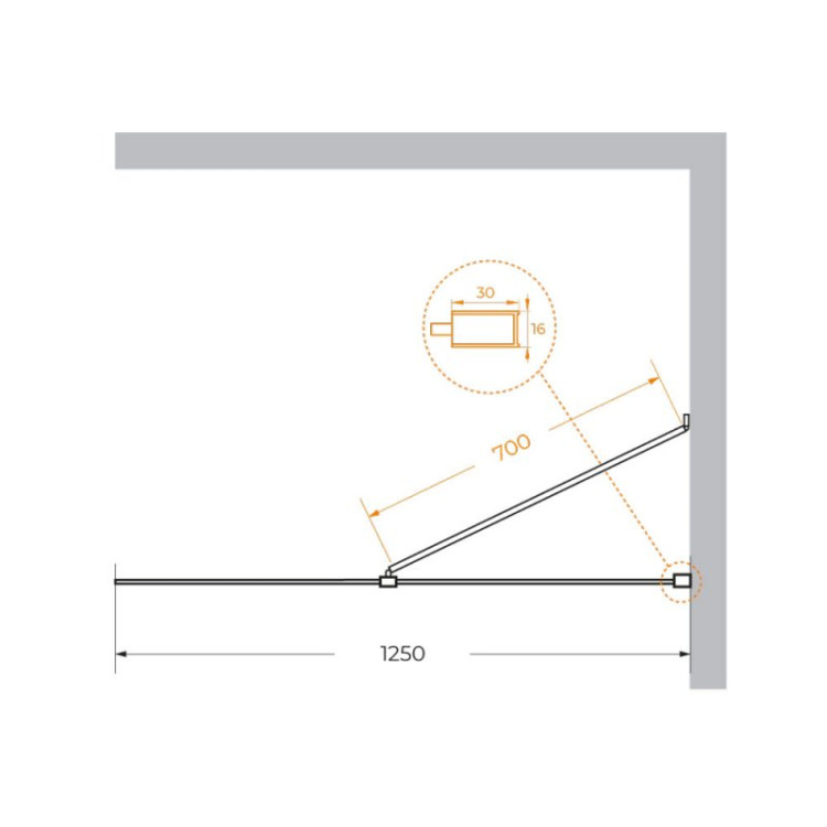 Душевая перегородка универсальная с односторонним входом Cezares LIBERTA-L-1-TB-130-C-Cr
