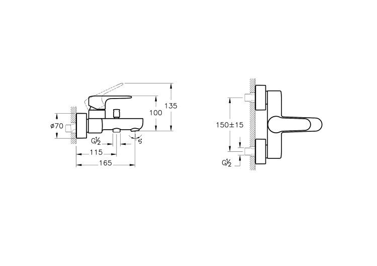 Смеситель Root Round для ванны и душа, медь