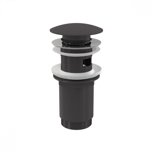 Донный клапан сифона для умывальника CLICK/CLACK 5/4&quot;, цельнометаллический с переливом и большой заглушкой, GUN METAL-крацованный мат Alcadrain A392-GM-B