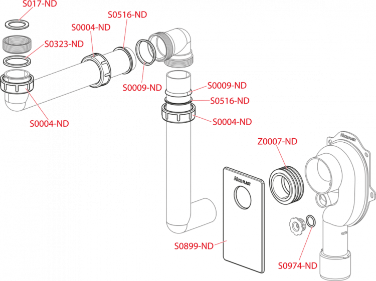 Универсальный сифон под штукатурку, экономящий пространство Alcadrain A873