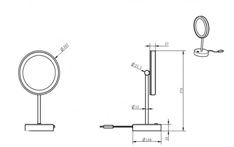 Косметическое зеркало с подсветкой настольное Cezares AM-M-062-CR