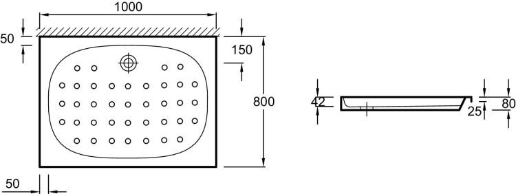Встраиваемый плоский поддон 100 x 80 см Jacob Delafon FREELANCE E0196-00