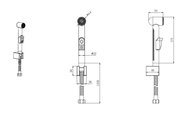 Гигиенический ручной душ со шлангом 125см c держателем Aquatek AQ2050CR