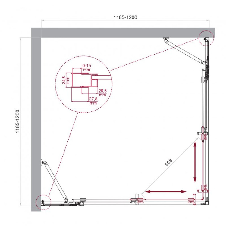 Душевой уголок BELBAGNO LUCE-A-22 Cezares LUCE-A-22-80+20-C-Cr