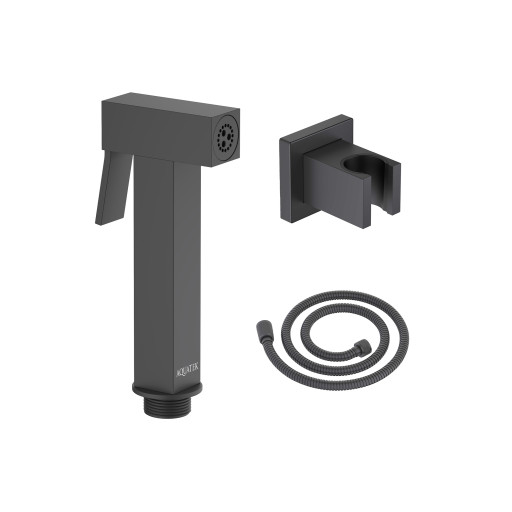 Гигиенический ручной душ со шлангом 120 см и держателем Aquatek, матовый черный AQ2053MB