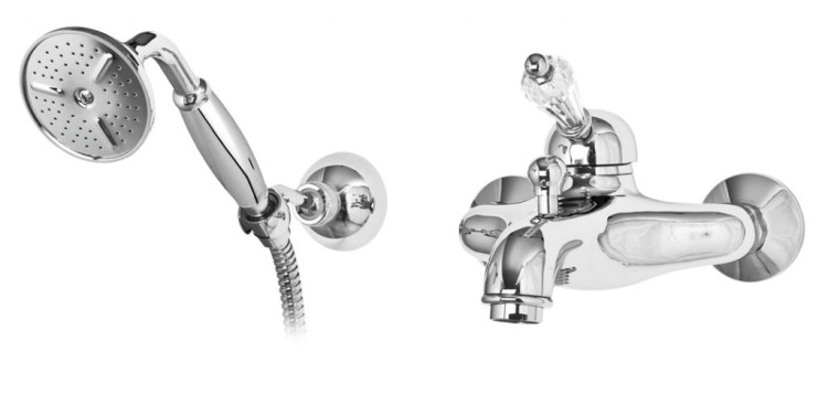 Смеситель для ванны и душа с ручным душем Cezares VINTAGE-VDM-01-Sw-N