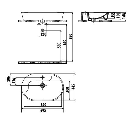 CREAVIT Раковина TP172.00010 накладная ЗОЛОТО