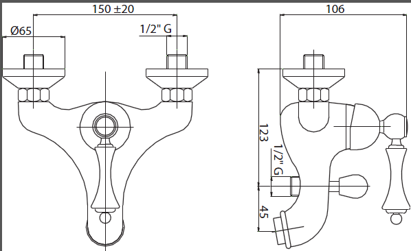Смеситель для ванны и душа Cezares MARGOT-VM-01-M