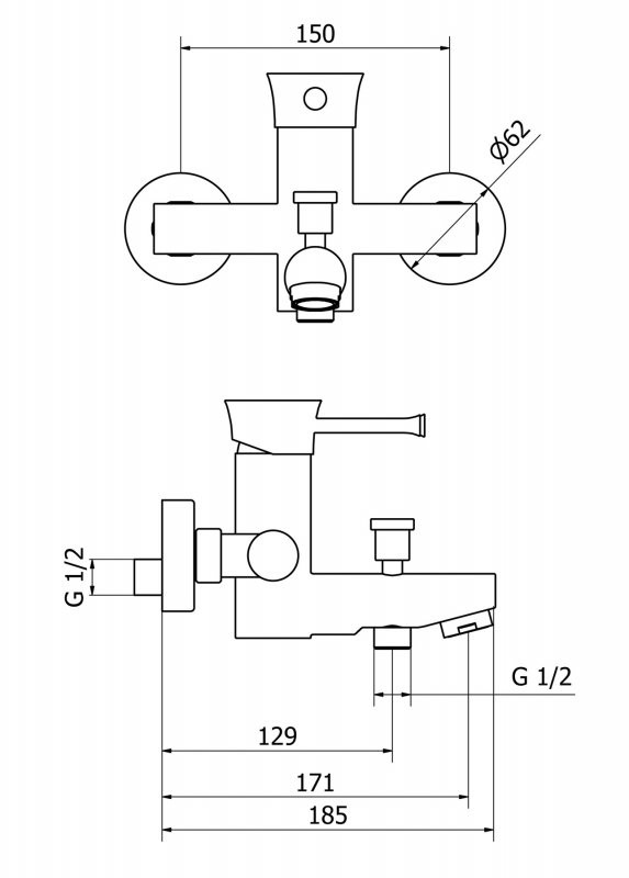 Смеситель для ванны и душа Cezares POSITANO-VM-01