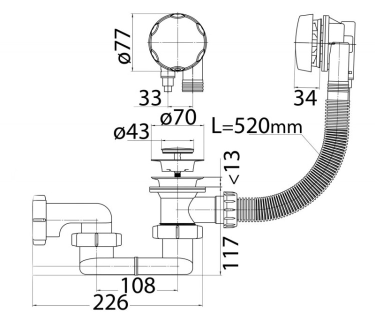 Слив-перелив полуавтомат Cezares CZR-STP1-01