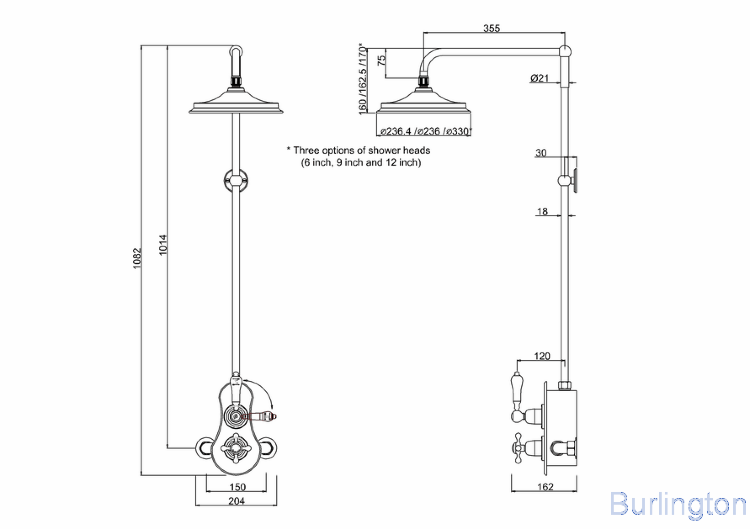 Душевая стойка c внешним термостатом BSF1S c душевой насадкой 6''