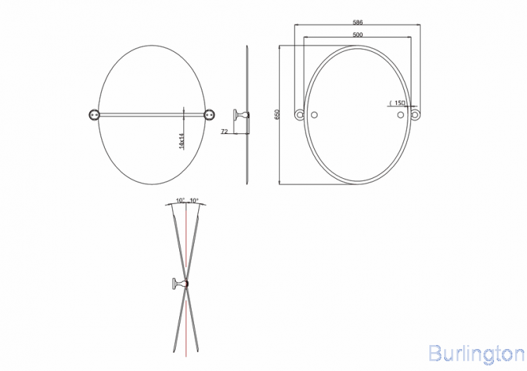 Зеркало овальное, с наклоном [A58 CHR]
