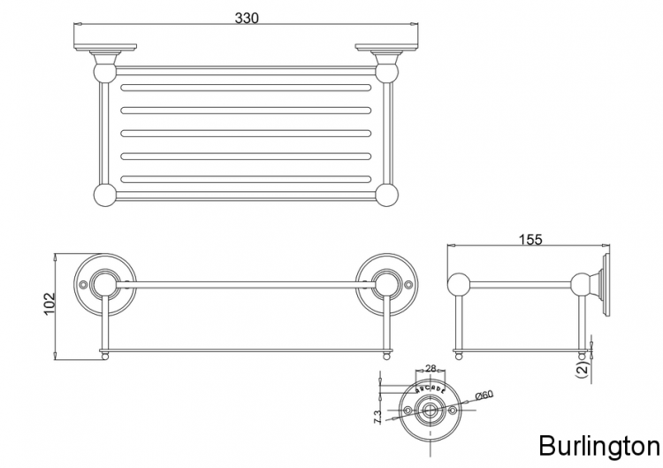 Полка - решётка, ХРОМ [ARCA23 CHR]