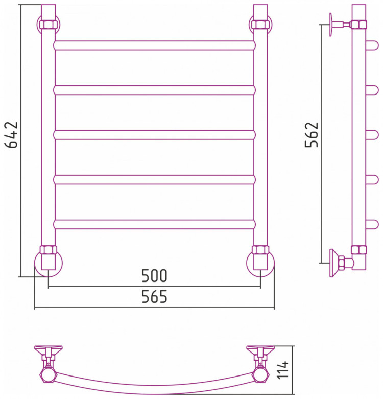Полотенцесушитель водяной Стилье Аксиома-20 600х500 Без покрытия