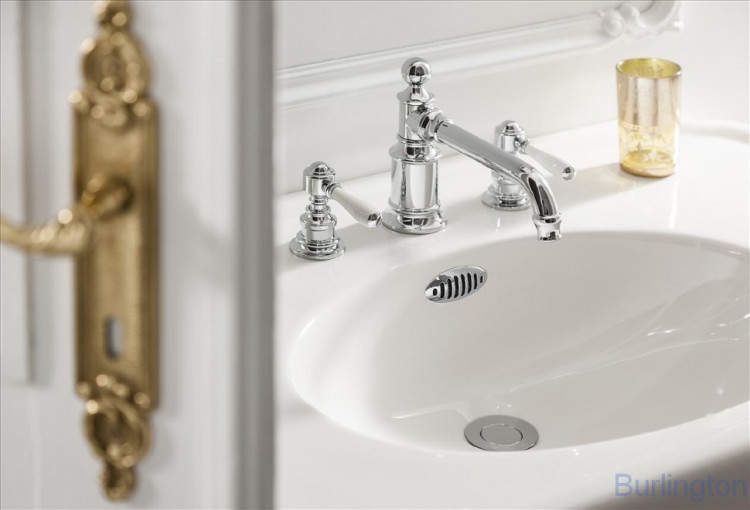 Смеситель для раковины, 3 отв, ручки - леверы белые, хром [ARC15 CHR + ARC65 CHR]