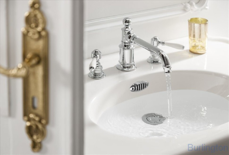 Смеситель для раковины, 3 отв, ручки - леверы белые, хром [ARC15 CHR + ARC65 CHR]