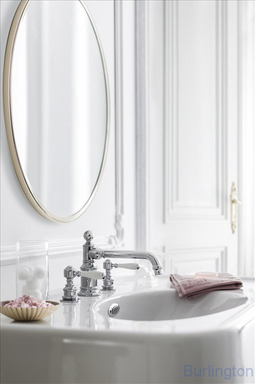 Смеситель для раковины, 3 отв, ручки - леверы белые, хром [ARC15 CHR + ARC65 CHR]