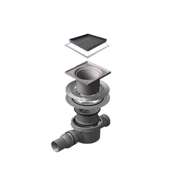 Точечный трап 150х150 мм Confluo Standard Vertical Ceramic, полая под плитку, с рамкой PESTAN 13000099