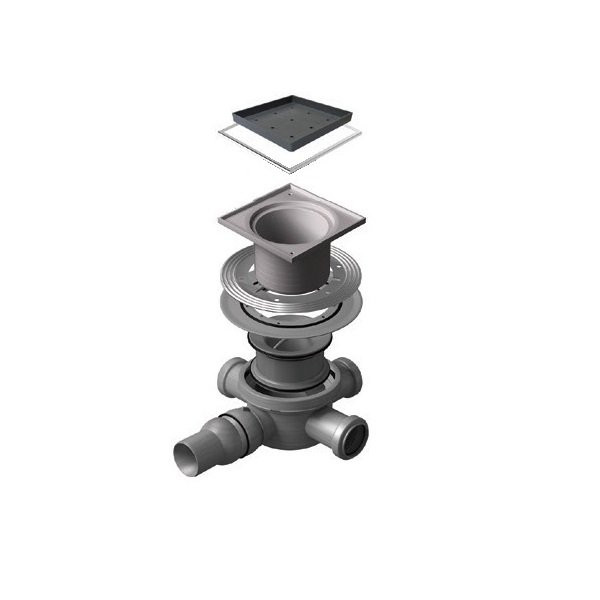 Точечный трап 150х150 мм Confluo Standard Vertical Ceramic, полая под плитку, с рамкой PESTAN 13000099