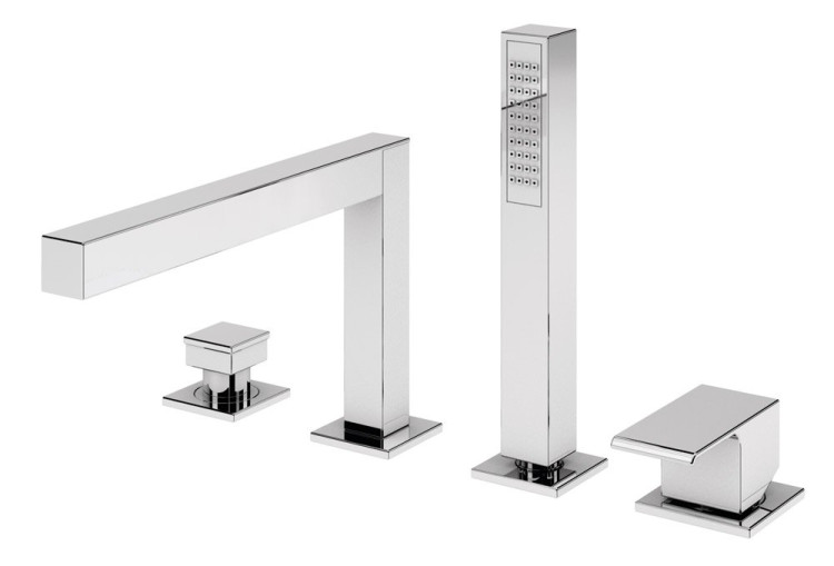 Смеситель на борт ванны с выдвижным душем и переключателем Cezares PORTA-BVDM4-01